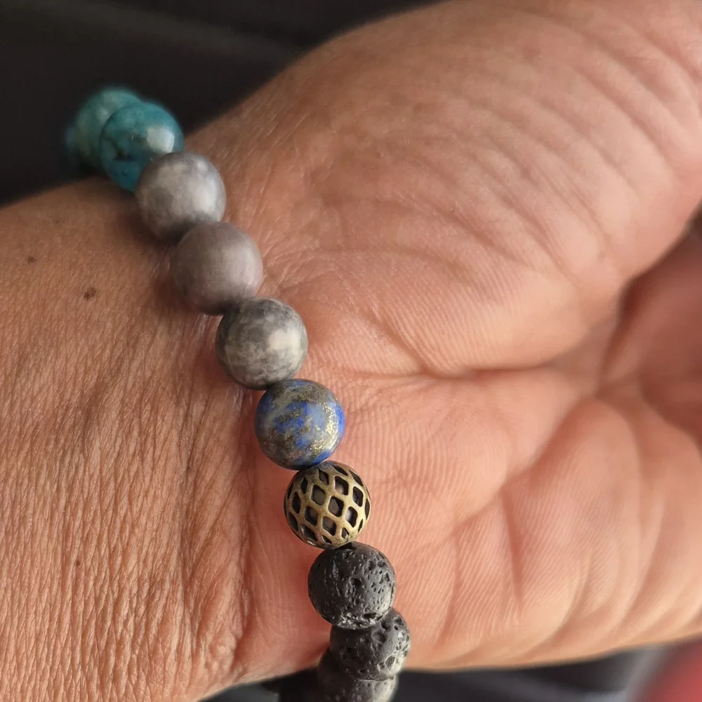 Dark/Sunny Days Black Lava Handmade Braclet! - Picture 3 of 10